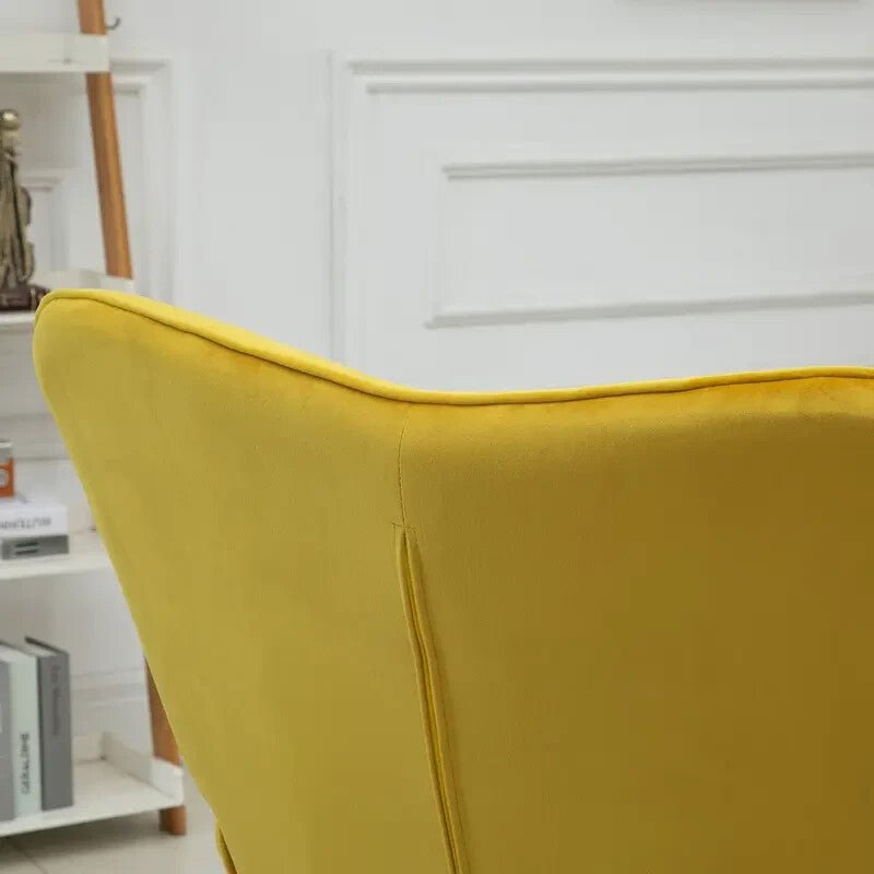 Yellow Velvet Wingback Accent Chair Armchair Sofa Seat for Lounge Room - Kwikley
