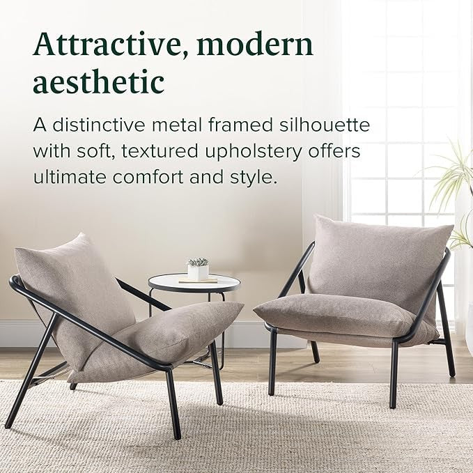 Zinus Accent Lounge Chair Metal Frame Foam Cushioned Oatmeal Beige - Kwikley