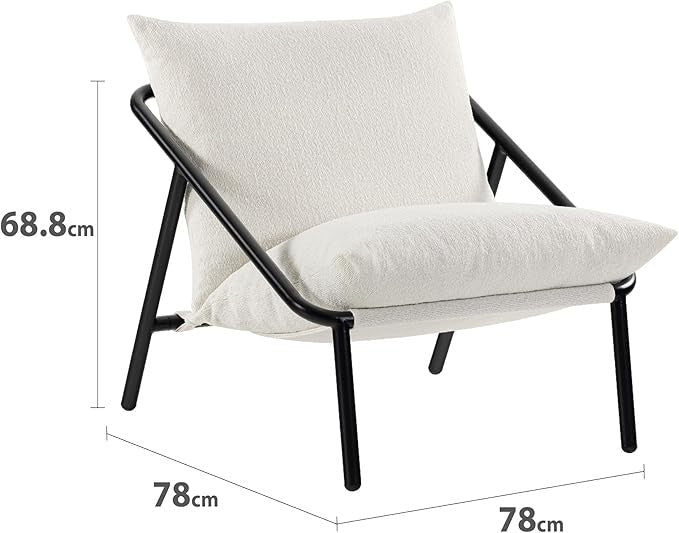 Zinus Accent Lounge Chair Metal Frame Foam Cushioned Sling Chair Oatmeal Beige - Kwikley